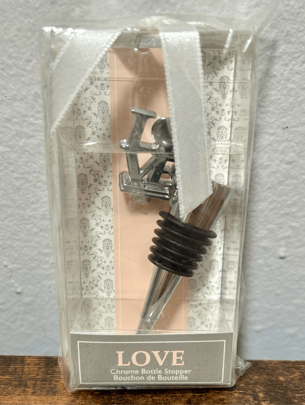 Kate Aspen LOVE Chrome Bottle Stopper, Wedding, Wine Champagne Saver, Silver